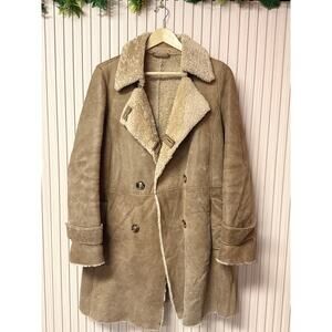 Massimo Dutti Sheepskin Suede Coat Size L (Fits like S/6)